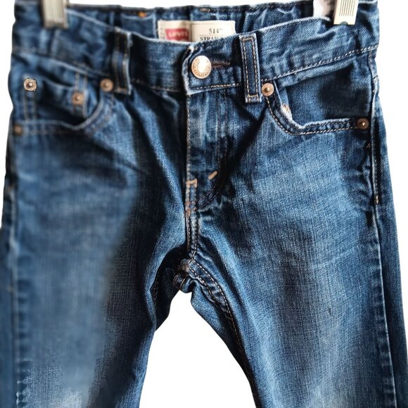 Levis Kids 514 Straight Fit Jeans Size 7 Reg Blue Denim Boys - Picture 2 of 7